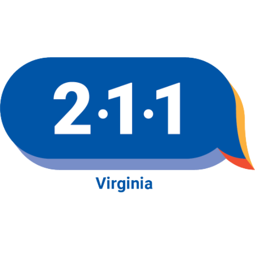 The logo for 211 Virginia with a white background.