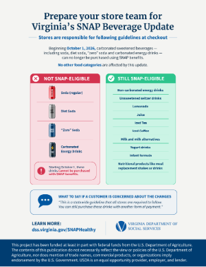 A flyer for retailers that explains the SNAP Beverage Update.